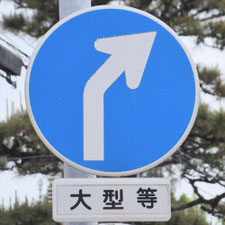 異形矢印標識(指定方向外進行禁止)。広島県尾道市にある。