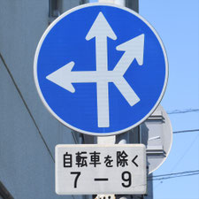 異形矢印標識(指定方向外進行禁止)。広島県広島市にある。