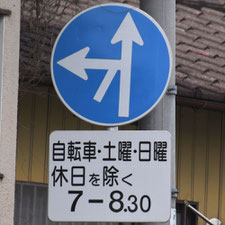 異形矢印標識(指定方向外進行禁止)。栃木県宇都宮市にある。