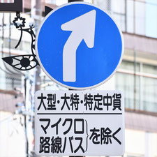 異形矢印標識(指定方向外進行禁止)。長野県岡谷市にある。