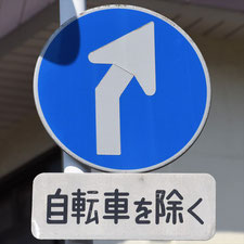 異形矢印標識(指定方向外進行禁止)。栃木県足利市にある。