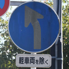 異形矢印標識(指定方向外進行禁止)。静岡県静岡市駿河区にある。
