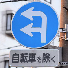 異形矢印標識(指定方向外進行禁止)。群馬県前橋市にある。
