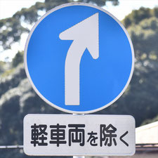 異形矢印標識(指定方向外進行禁止)。静岡県熱海市にある。