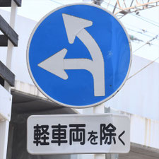 異形矢印標識(指定方向外進行禁止)。千葉県千葉市にある。