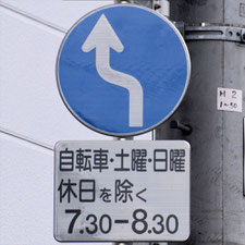 異形矢印標識(指定方向外進行禁止)。栃木県宇都宮市にある。