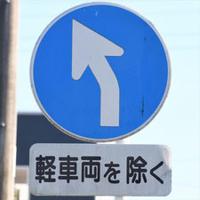 異形矢印標識(指定方向外進行禁止)。静岡県静岡市駿河区にある。