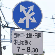 異形矢印標識(指定方向外進行禁止)。栃木県宇都宮市にある。