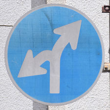 異形矢印標識(指定方向外進行禁止)。千葉県千葉市にある。