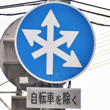 異形矢印標識(指定方向外進行禁止)。広島県広島市にある。