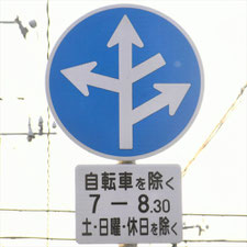 異形矢印標識(指定方向外進行禁止)。広島県江田島市にある。