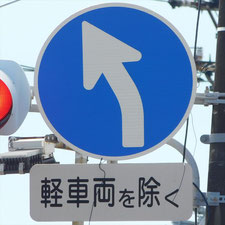 異形矢印標識(指定方向外進行禁止)。静岡県浜松市にある。
