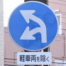 異形矢印標識(指定方向外進行禁止)。静岡県静岡市葵区にある。