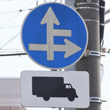 異形矢印標識(指定方向外進行禁止)。千葉県千葉市にある。