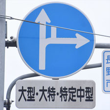 異形矢印標識(指定方向外進行禁止)。長野県長野市にある。