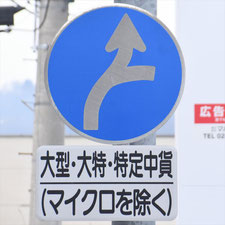 異形矢印標識(指定方向外進行禁止)。長野県長野市にある。