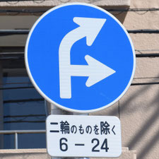 異形矢印標識(指定方向外進行禁止)。広島県広島市にある。