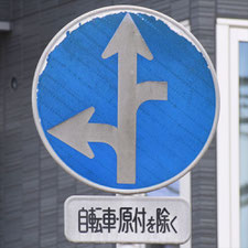 異形矢印標識(指定方向外進行禁止)。千葉県千葉市にある。
