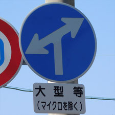 異形矢印標識(指定方向外進行禁止)。静岡県浜松市にある。