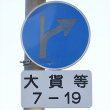 異形矢印標識(指定方向外進行禁止)。新潟県新潟市にある。