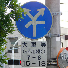 異形矢印標識(指定方向外進行禁止)。静岡県静岡市清水区にある。
