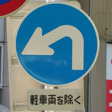 異形矢印標識(指定方向外進行禁止)。静岡県浜松市にある。