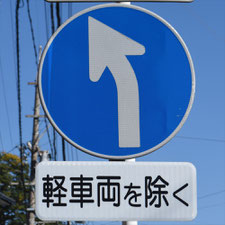 異形矢印標識(指定方向外進行禁止)。静岡県静岡市清水区にある。
