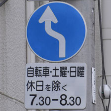 異形矢印標識(指定方向外進行禁止)。栃木県宇都宮市にある。