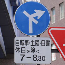 異形矢印標識(指定方向外進行禁止)。栃木県宇都宮市にある。