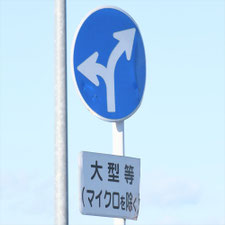 異形矢印標識(指定方向外進行禁止)。岐阜県養老町にある。