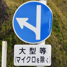 異形矢印標識(指定方向外進行禁止)。広島県広島市にある。