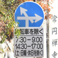 異形矢印標識(指定方向外進行禁止)。長野県伊那市にある。