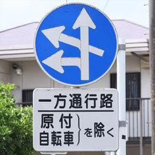 異形矢印標識(指定方向外進行禁止)。千葉県千葉市にある。