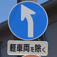 異形矢印標識(指定方向外進行禁止)。静岡県静岡市駿河区にある。