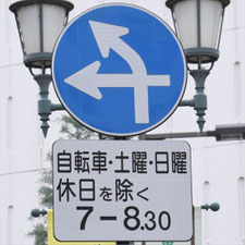 異形矢印標識(指定方向外進行禁止)。栃木県宇都宮市にある。