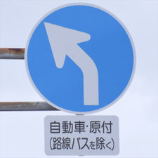 異形矢印標識(指定方向外進行禁止)。岐阜県岐阜市にある。