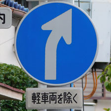 異形矢印標識(指定方向外進行禁止)。静岡県浜松市にある。