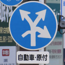 異形矢印標識(指定方向外進行禁止)。愛知県名古屋市にある。
