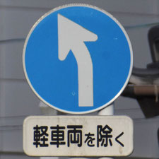 異形矢印標識(指定方向外進行禁止)。静岡県静岡市駿河区にある。