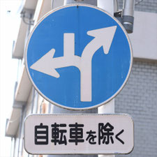 異形矢印標識(指定方向外進行禁止)。東京都中野区にある。