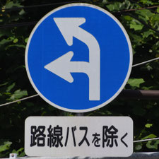 異形矢印標識(指定方向外進行禁止)。神奈川県横浜市にある。
