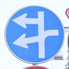 異形矢印標識(指定方向外進行禁止)。東京都台東区にある。