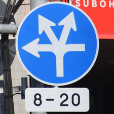 異形矢印標識(指定方向外進行禁止)。東京都台東区にある。