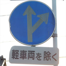 異形矢印標識(指定方向外進行禁止)。静岡県浜松市にある。