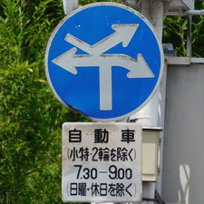 異形矢印標識(指定方向外進行禁止)。滋賀県大津市にある。