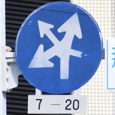 異形矢印標識(指定方向外進行禁止)。沖縄県那覇市にある。