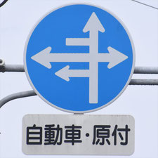 異形矢印標識(指定方向外進行禁止)。長野県長野市にある。