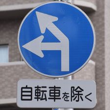 異形矢印標識(指定方向外進行禁止)。栃木県宇都宮市にある。