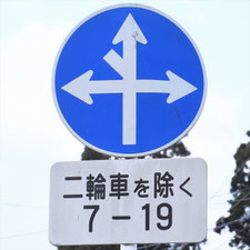 異形矢印標識(指定方向外進行禁止)。秋田県仙北市にある。