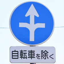 異形矢印標識(指定方向外進行禁止)。栃木県足利市にある。